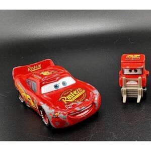 Disney Pixar Cars Movie Lot Of 2 Lightning McQueen Guido Pit Crew DieCast READ